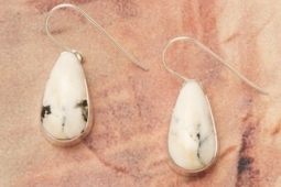Genuine White Buffalo Turquoise Sterling Silver Earrings